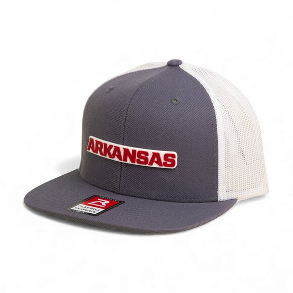 Arkansas Razorbacks ARKANSAS Red 3D Wool Blend Flat Bill Hat- Charcoal/ White - Picture 2 of 3
